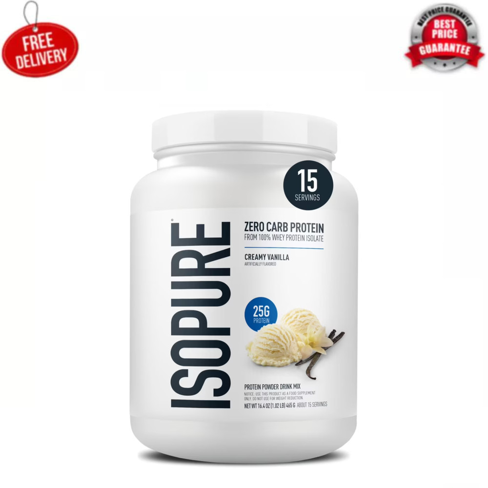 Isopure Zero Carb Whey Protein Isolate Creamy Vanilla 25g Protein 15 Serv