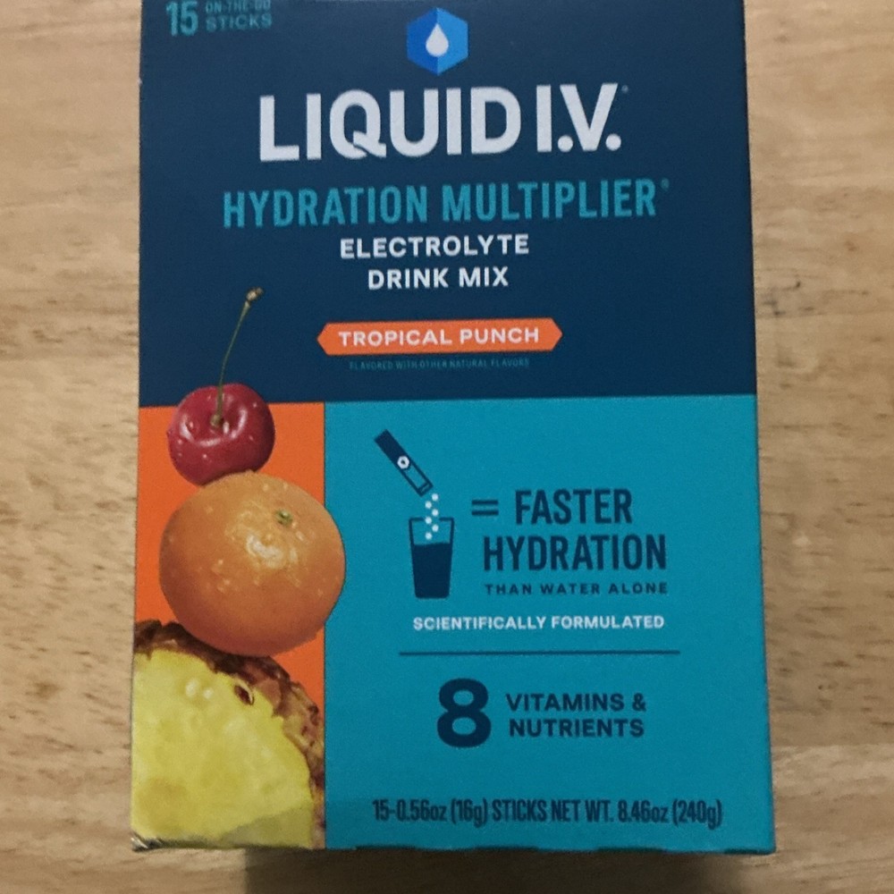 Liquid IV Hydration Multiplier Electrolyte Drink Mix 8.46 oz Tropical Punch