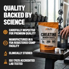 Micronized Creatine Monohydrate Powder 1kg 2.2lbs, 200 Servings Bulk Creatine