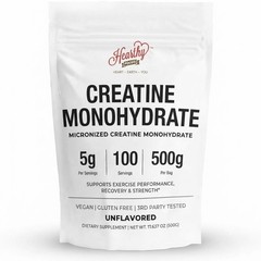 HEARTHY FOODS Creatine Monohydrate Micronized Powder 500G – 100 Servings, 5000mg