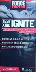 FORCE FACTOR TEST X180 IGNITE TOTAL TEST BURN FAT SEX DRIVE SUPPLEMENT 60 CAPS!!