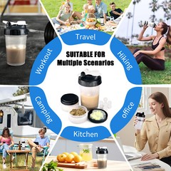 Hydro2Go 16 OZ Protein Shaker Bottle with Mixer Ball and 2 Interlocking Storage