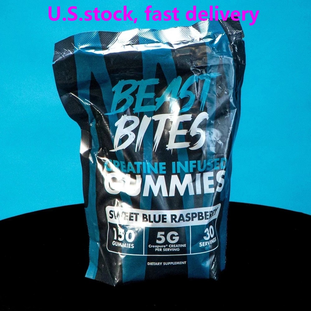 Creatine Infused Gummies by Beast Bites – Blue Raspberry (150 Servings)