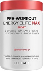 Codeage Pre-Workout, Citrulline, Beta-Alanine, Rhodiola, Chocolate, 12 oz