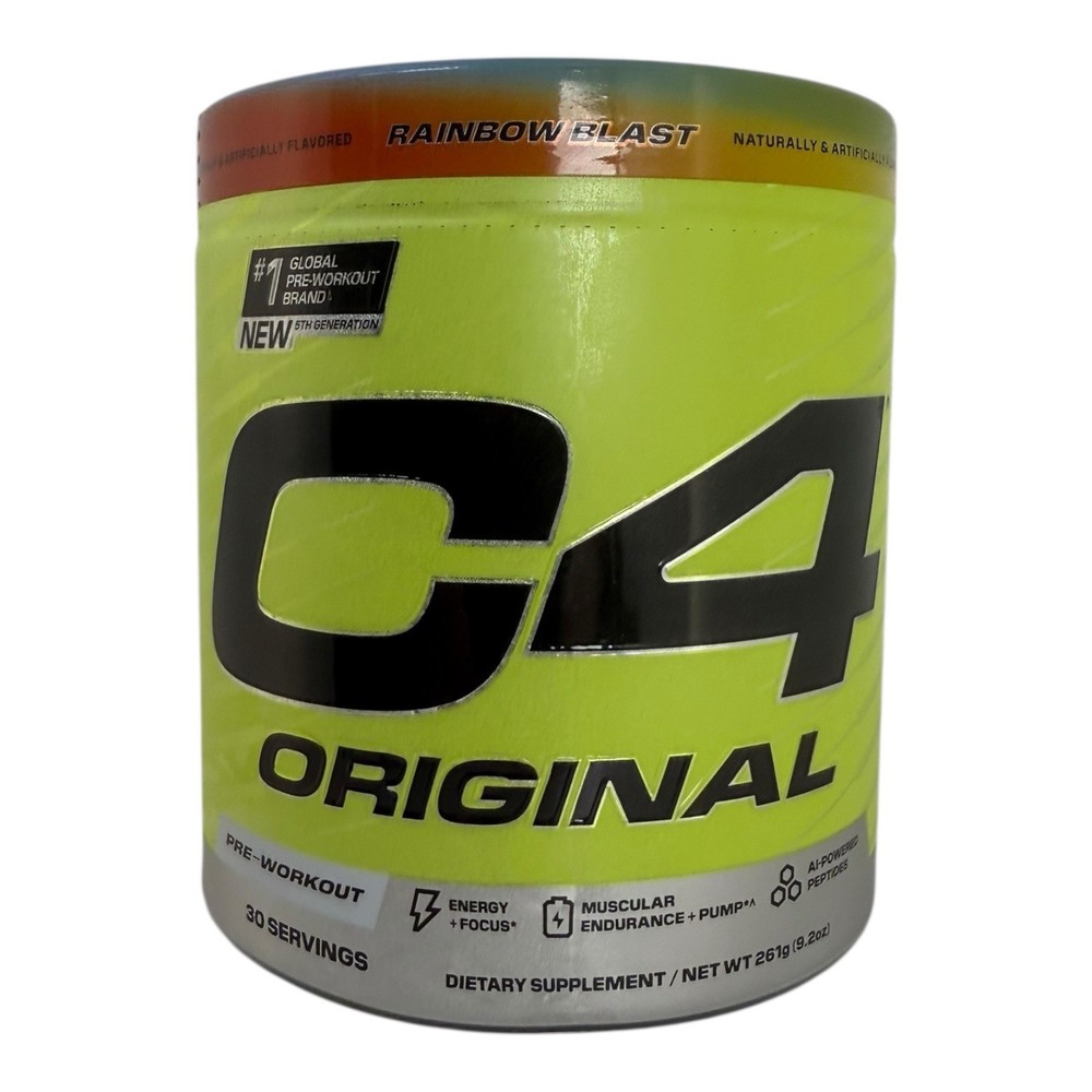 C4 Original Pre-Workout Powder 9.2oz ~ 30 Servings ~ Rainbow Blast ~ BB 04/2026