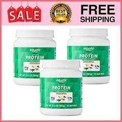 3 Pack Equate Plant-Based Protein Supplement, Smooth Vanilla, 13.4 Oz Pk