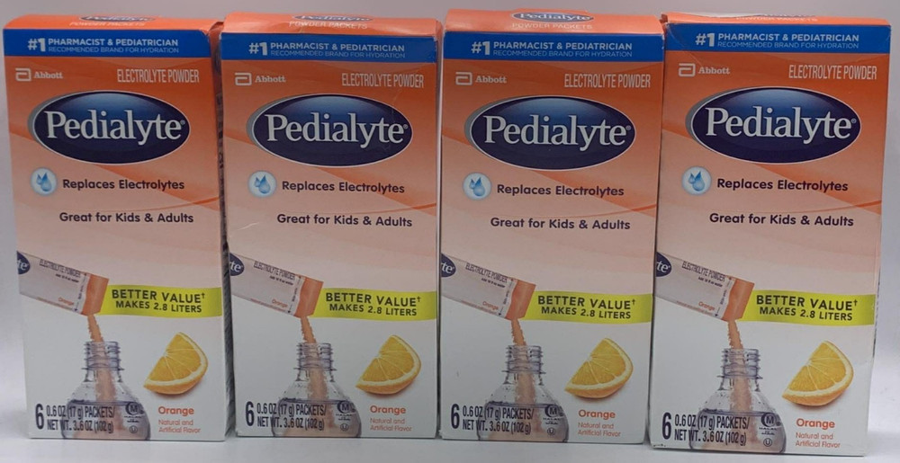 4PK Abbott Pedialyte Electrolyte Powder ~ 6 Sticks Each ~ EXP 11/26