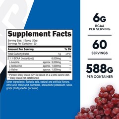Nutricost BCAA 2:1:1 Powder (Grape) 60 Servings – 6G Per Serving
