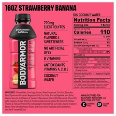 Sports Drink BodyArmor Strawberry Banana Electrolyte Hydration 16 Fl Oz Bottles