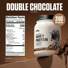 Grass Fed Whey Protein Powder, 24g Protein, Double Chocolate, 1.48 lb