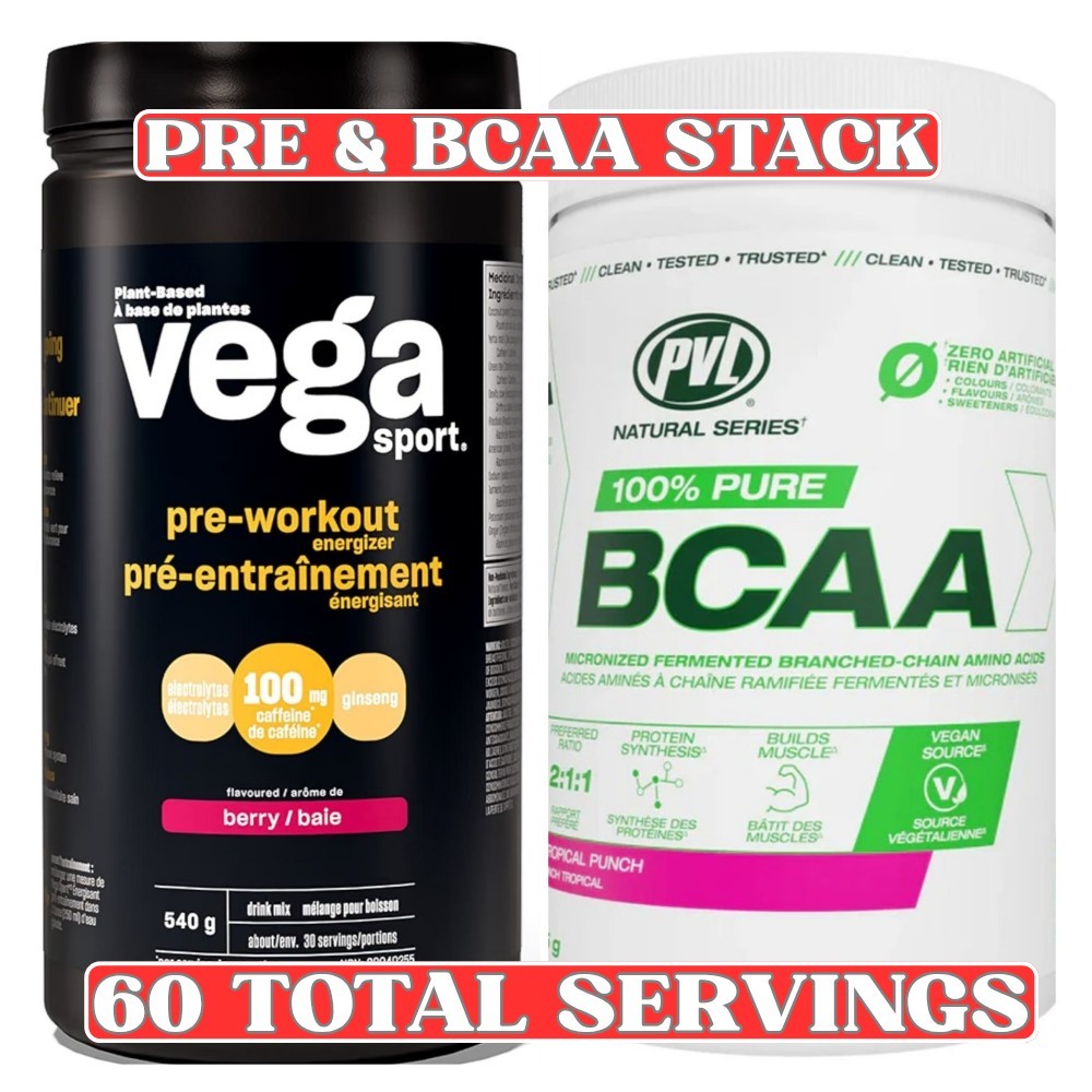 Vega Sport Pre-Workout + PVL BCAA Bundle – 60 Total Servings