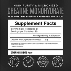 BIRDMAN Micronized Creatine Monohydrate Powder 80 Servings 400g Organic 10/28