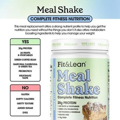 Fit & Lean Meal Shake Fat Burning Meal Replacement Protein Fiber Probiotics C…