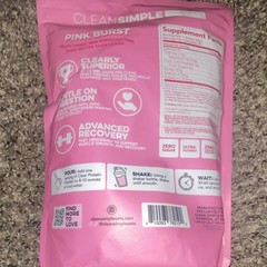 Clean Simple Eats Clear Whey Protein Isolate Powder Pink Burst 19.8 oz 20 Serv