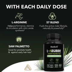 L Arginine Saw Palmetto for Men Prostate Health – Nitric Oxide & Muscle Support